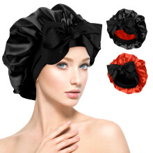 Reversible Satin Bonnet for Sleeping Women Double Layer Soft Ajustable Elasticity Band Satin Bonnet for Sleeping Hair Silk Sleep Cap Reduce Friz