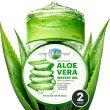 Nature Republic Mildes und feuchtigkeitsspendendes, wssriges Aloe-Vera-Gel (2 Stck). Schnelle Hydratation und schnell einziehende, nicht klebrige T