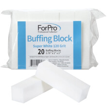 ForPro Super White Buffing Block 120 Grit 4-sidet manicure og pedicure neglebuffer 3,75 L x 1 B x 1 H 20-Count