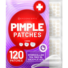 KEYCONCEPTS Puistjespleisters (120 stuks) Salicylzuur-acnepleisters met tea tree olie - Zitpleister en puistjesstickers voor gezicht - Salicylzuu