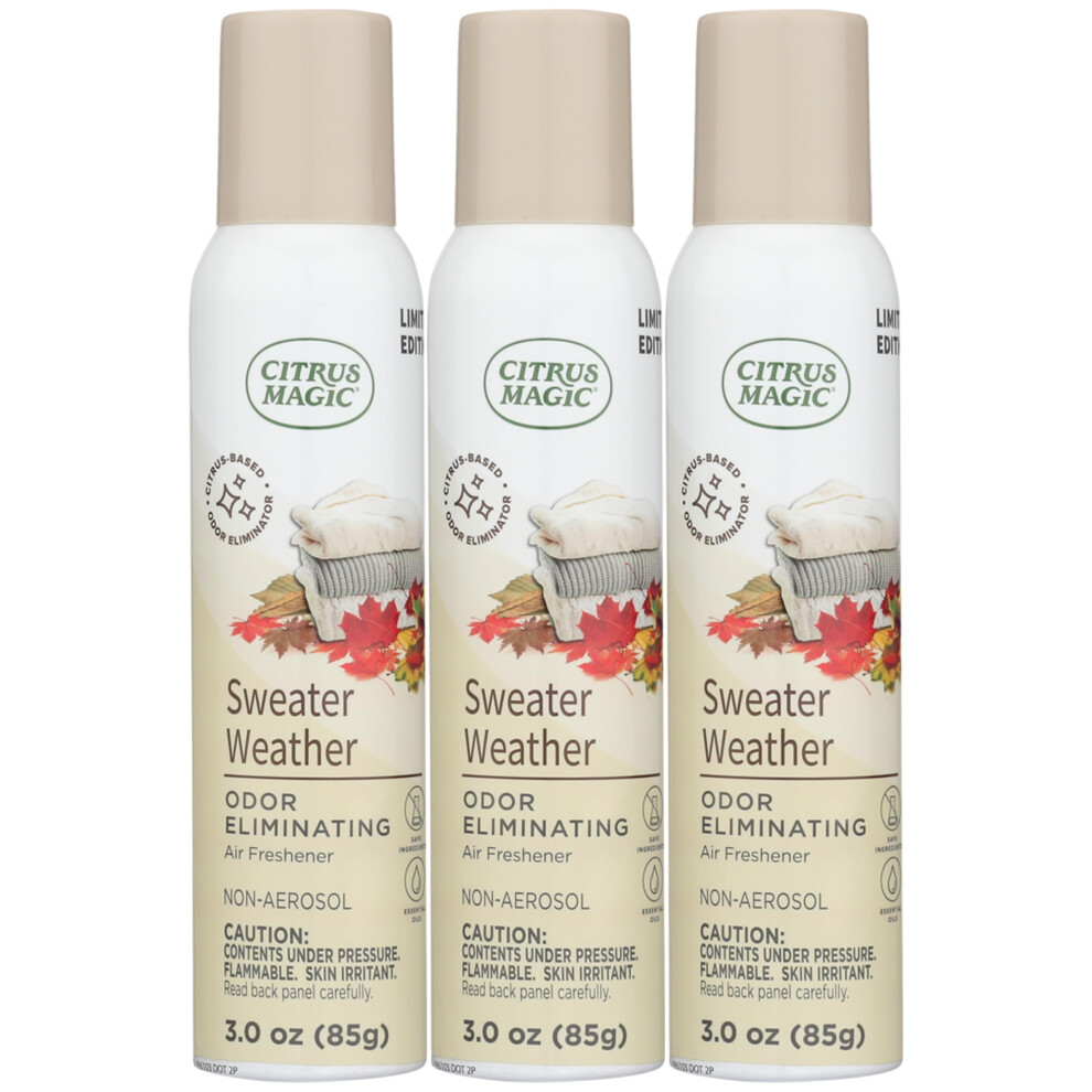 Citrus Magic Limited Edition Odor Eliminating Air Freshener Spray  Sweater Weather  3-Ounce  Pack of 3-image-OPC-PHXTFDG-NEW