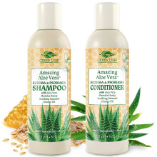 Eczeem en psoriasis shampoo & conditioner ingesteld voor mannen en vrouwen - alo vera & manuka honing voor zachte jeukende en droge hoofdhuidbeh
