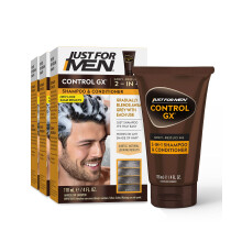 Just For Men Control GX Grey Reducing 2-in-1 shampoo ja hoitoaine asteittainen hiusväri vahvemmille ja terveemmille hiuksille 4 Fl Oz - 3 kappaleen p