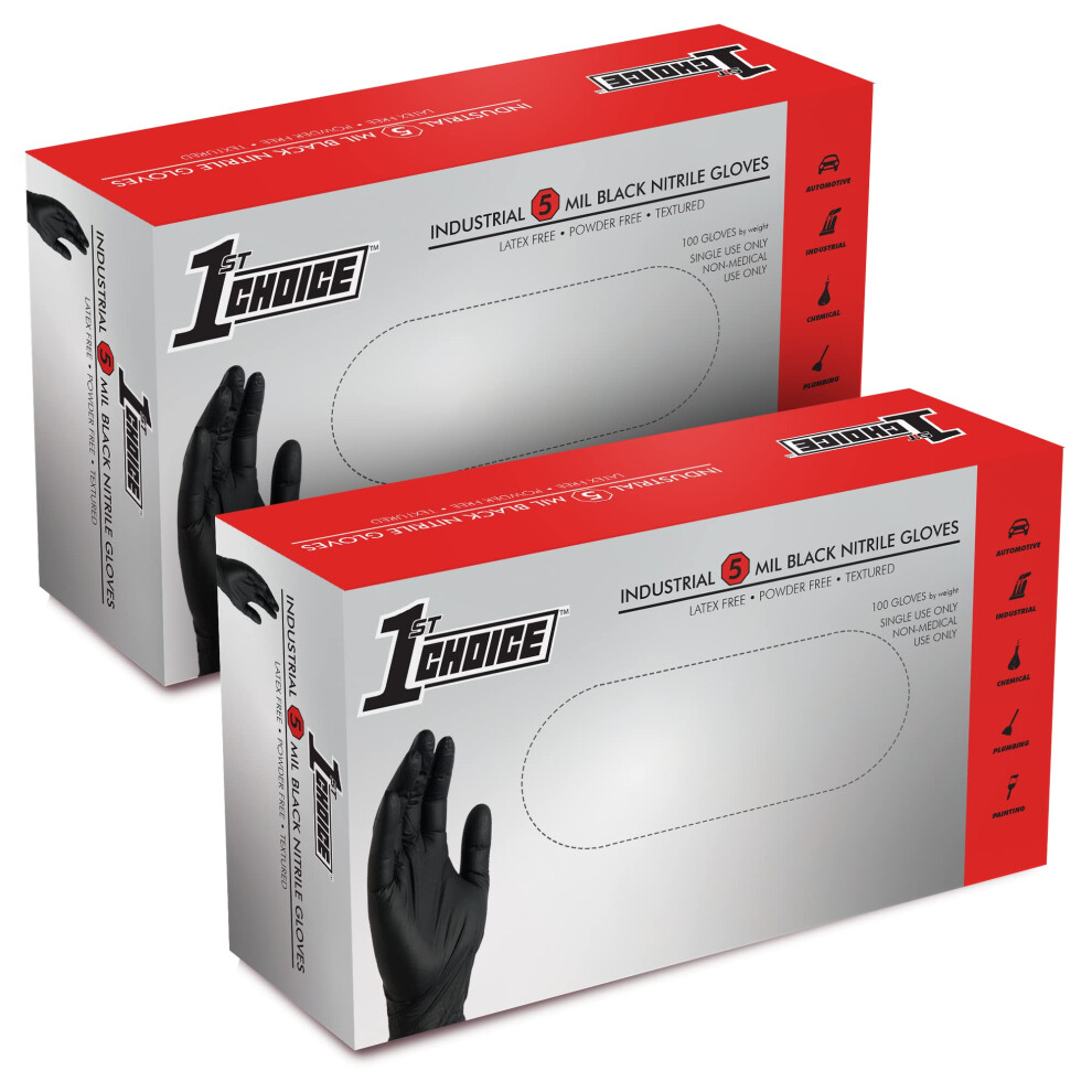 1St Choice Schwarze Einweghandschuhe Aus Latexfreiem Nitril, Xxl, 5 Mil, 200 St Ck, Zum Kochen-image