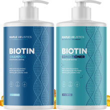 Volumizing Biotin Shampoo and Conditioner Set - Sulfate Free Shampoo and Conditioner for Dry Damaged Hair Care - Thinning Hair Shampoo and Conditioner
