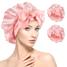 Reversible Satin Bonnet for Sleeping Women Double Layer Soft Ajustable Elasticity Band Satin Bonnet for Sleeping Hair Silk Sleep Cap Reduce Friz