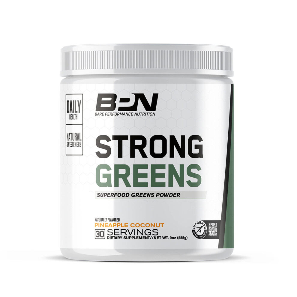 Bare Performance Nutrition  BPN Strong greens Superfood Powder  Pineapple coconut  Improve Energy  Digestion  gut Health  Antioxidants  Non-gMO-image-OPC-PFM8YCX-NEW