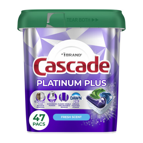 Cascade Platinum Plus Vaatwaspods, Vaatwasmiddel, 47 Stuks