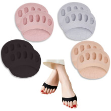Reusable Honeycomb Fabric Forefoot Pads Soft Ball of Foot Cushions Metatarsal Pads for Women Men Prevention Pain Relief (Black Beige Grey Pink)