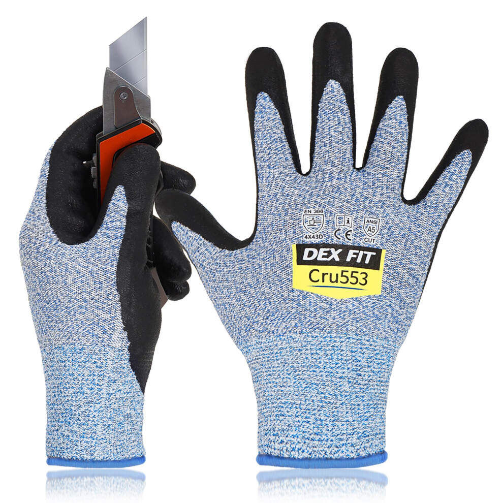 Photos - Safety Equipment DEX FIT Level 5 Cut Resistant Gloves Cru553 3D-Comfort Fit Firm Grip Thin & Lightweight Touch-Screen Compatible Durable Brea