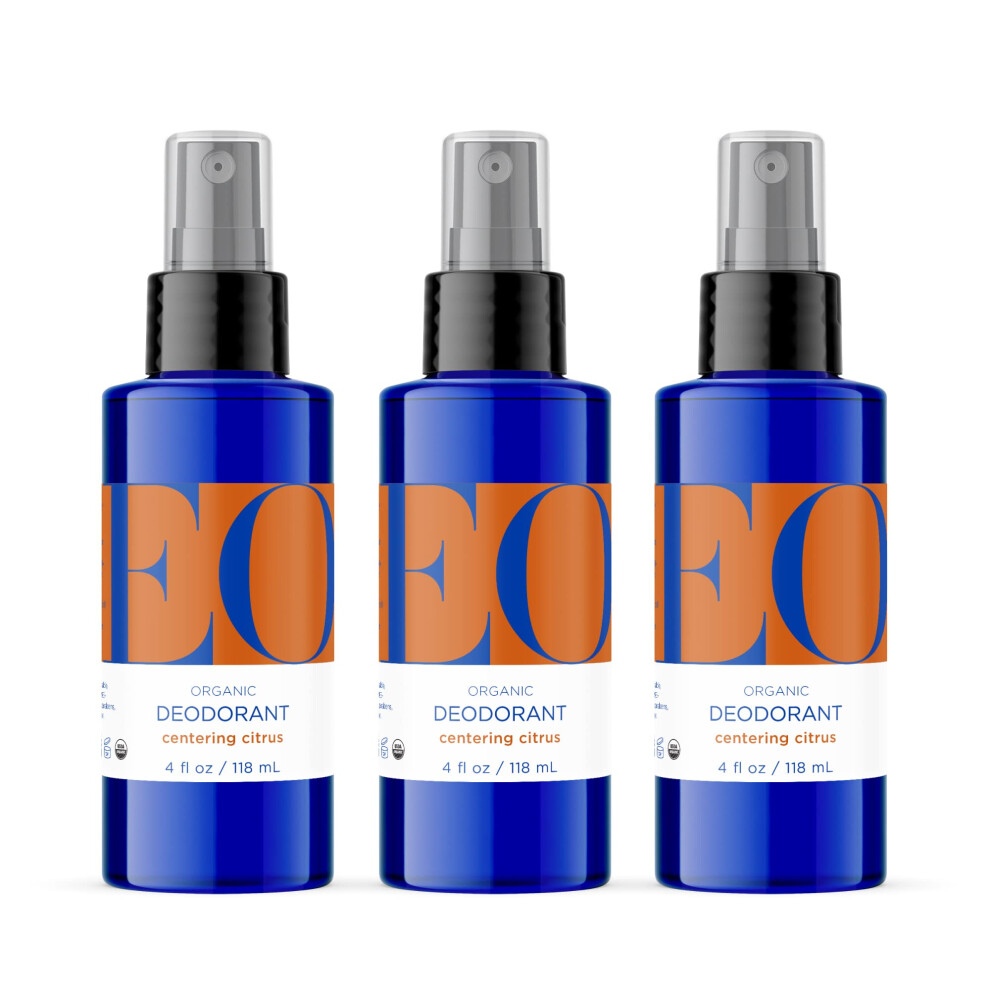 Eo Organic Deodorant Spray 4 Ounce (Pack Of 3) Citrus Organic Plant-Based Botanical Extracts