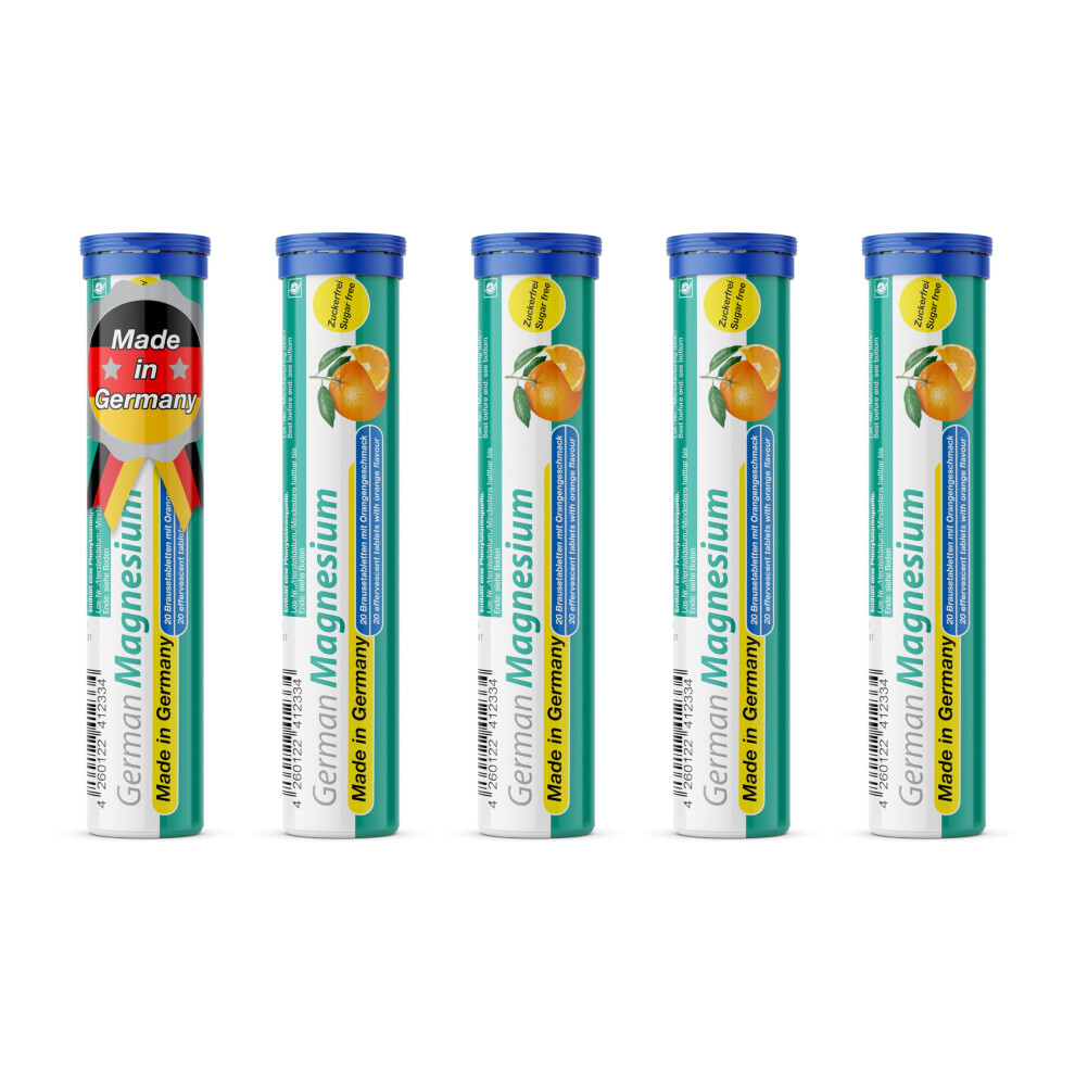 T&D Orange German Magnesium Oxide Supplement | Effervescent Tablets | Flavor - 200 Mg Magnesium Per Serving | Sugar Free Vegan - Pharma - Made I