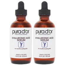 PURA D'OR Hyaluronsure-Serum fr tiefe Feuchtigkeitsversorgung (3,3 Unzen x 2 = 6,6 Unzen), Anti-Aging-Formel fr aufpolsternde und feuchtigkeitsspe
