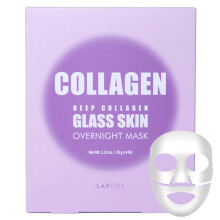 LAPCOS Deep Collagen Glass Skin Overnight Mask - Korean Skin Care Mask with Rose PDRN Vegan Collagen & Hydrogel Sheet - Hypoallergenic Firming Collag