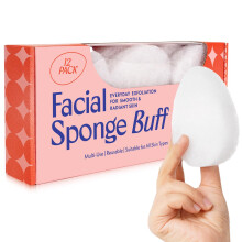 [Pacote de 12] Esponja facial esfoliante regular para rosto - Esfoliante facial de limpeza diria - Almofadas esfoliantes - Puf para remover suje