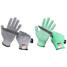 Evridwear Guanti Resistenti al Taglio Livello 5 2 Paia con Grip in Silicone