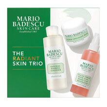Mario Badescu Radiant Skin Trio Kit Hautpflege-Geschenkset enthlt Gesichtsspray mit Aloe-Krutern und Rosenwasser (4 Fl Oz), Glykol-Schaumreiniger (