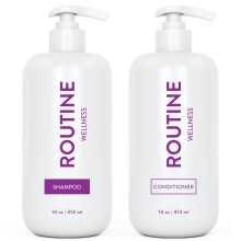 Routine Wellness Shampoo en Conditioner Set voor sterker haar - Veganistisch, klinisch geteste biotineshampoo met voedende olin en vitaminen - R