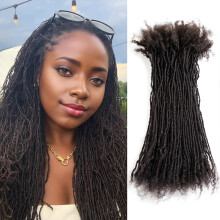 DAIXI Handmade Interlocking Sisterlocks Curly Tips 100% Real Human Hair Permanent Micro Locs Extensions Natural Looking Soft Dreadlocks Can Be Bl