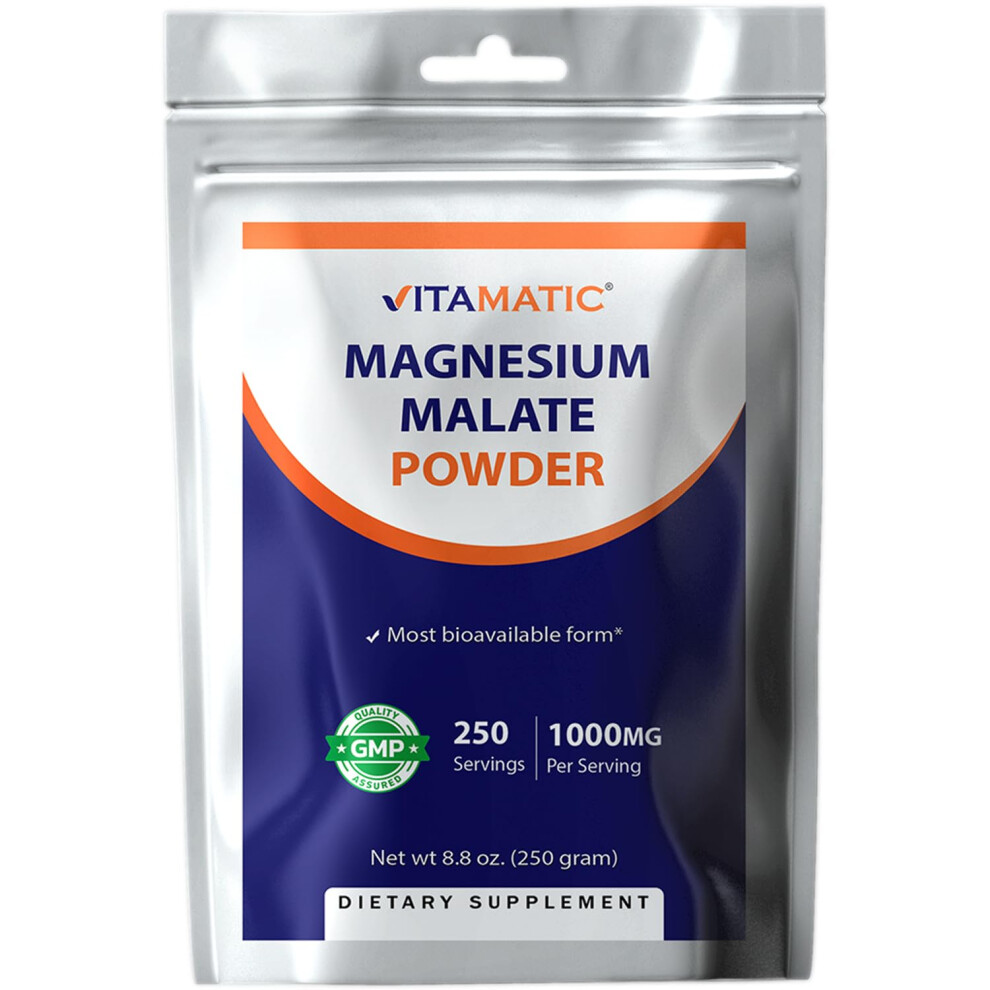 Vitamatique Vitamatic Magnesium Malate 1000Mg Per Serving Supports Muscle Joint And Heart Health 250 Grams - 250 Servings