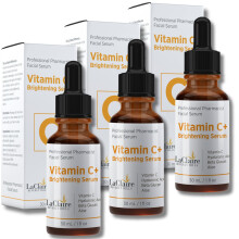 LaClaire Vitamin C+ Serum 3er-Pack Starkes Vitamin C-Serum, aufhellendes Serum fr das Gesicht, topisches Gesichtsserum mit Hyaluronsure, Vitamin C-