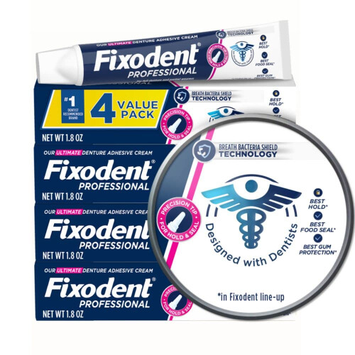 Fixodent Professional Ultimate Denture Adhesive Cream For Full and Partial Dentures 1,8 oz 4 pack