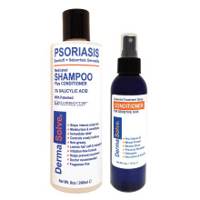 Psoriasisshampoo en leave-in stylingspray-conditioner (combopakket) | Ontklitter voor een gevoelige huid Kalmerende anti-roos-schilferbehandeling