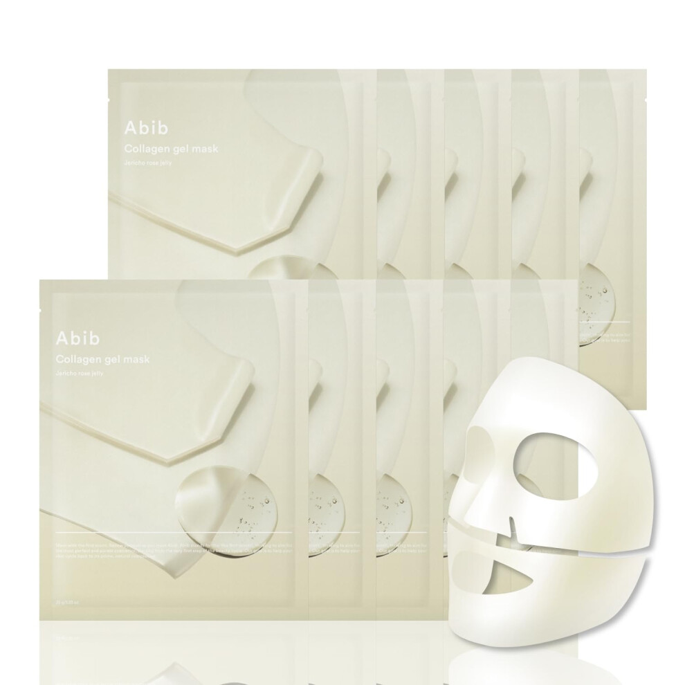 Abib Collagen Gel Mask Jericho Rose Jelly 10 Sheets I Vegan Collagen Cooling Nourishing Hyaluronic Acid Hydrogel Facial Mask