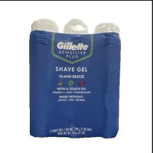 Gillette Sensitive Plus Island Breeze, alkoholfrei, ohne Farbstoffe, ohne Parabene, mit Aloe und Vitamin C (3er-Pack)