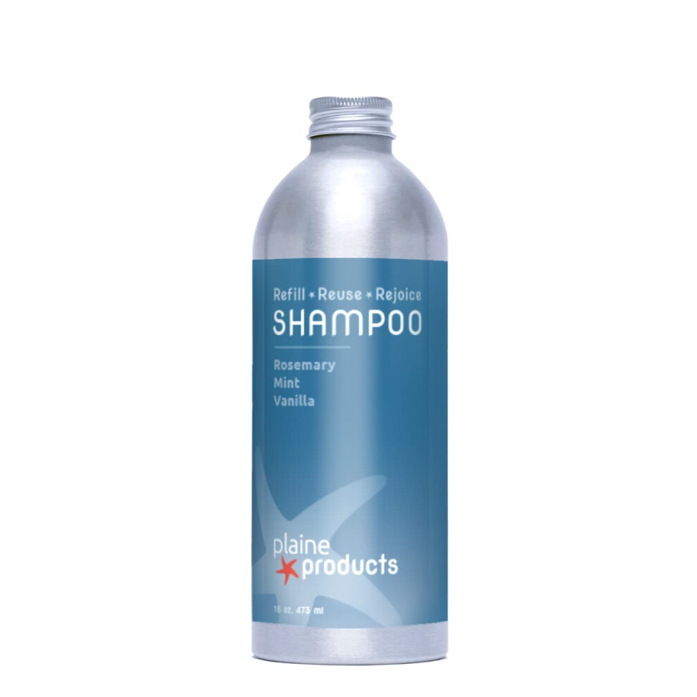 Plaine Products Eco-Friendly Shampoo - Rosemary, Mint, Vanilla - Sulfate Free, 16Oz (Refill Bottle)