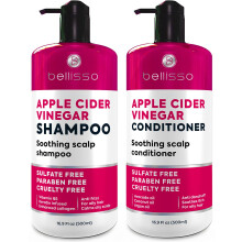 Apple Cider Azijn Shampoo en Conditioner Set - Stop schilferige en jeukende hoofdhuid - Sulfaatparabenenvrije anti-roos verzachtende behandeling voor