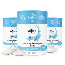 AspenCleanin hajusteettomat pyykkityynyt Uusi ja parannettu pakkaus Zero Plastic Ei-biovegaaninen hypoallergeeninen luonnollinen pyykinpesuaine EWG V