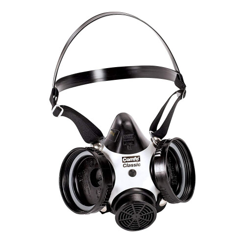MSA 808071 Comfo Classic Halvmask - Storlek: Medium, Vadderad Stil: SoftFeel Silikon, Återanvändbar Gasmask 1