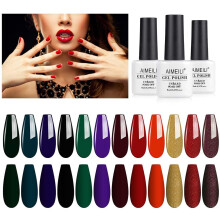 AIMEILI Esmalte de Uñas Gel Otoño Rojo Brillante Verde Esmeralda Negro Dorado, Set de 12pcs X 8ml - Kit 5