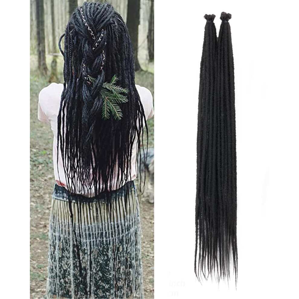 Miss Sula Unisex Black 24 Inch Dreadlock Extensions 0.6 Cm Width 20 Strands-Natural Soft Hippie Se Dreads Synthetic Loc Extensions For Women And Men(24""""-2 Packs