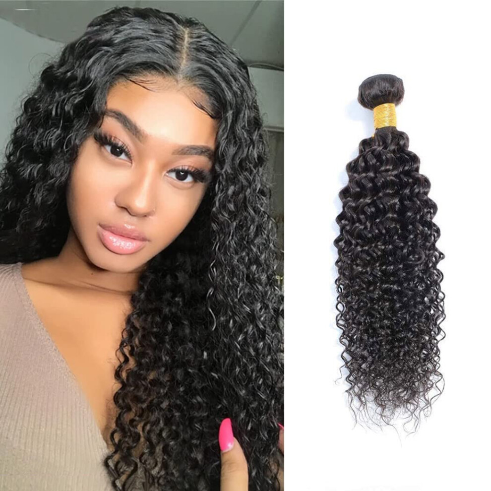 Jinhongze Unisex Kinky Curly Bundle Human Hair 8A Unprocessed Virgin Remy Kinky Curly Human Hair 1 Bundle Virgin Hair Kinky Curly 1 Bundle (100G) Natural Color (2