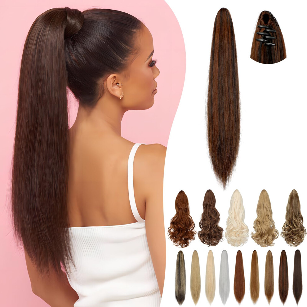Cephermer Unisex Ponytail Extension Claw 18"""" 20"""" Long Curly Wavy Straight Clip In Natural Looking Synthetic Hair Extension Ponytail Hairpiece For Wome