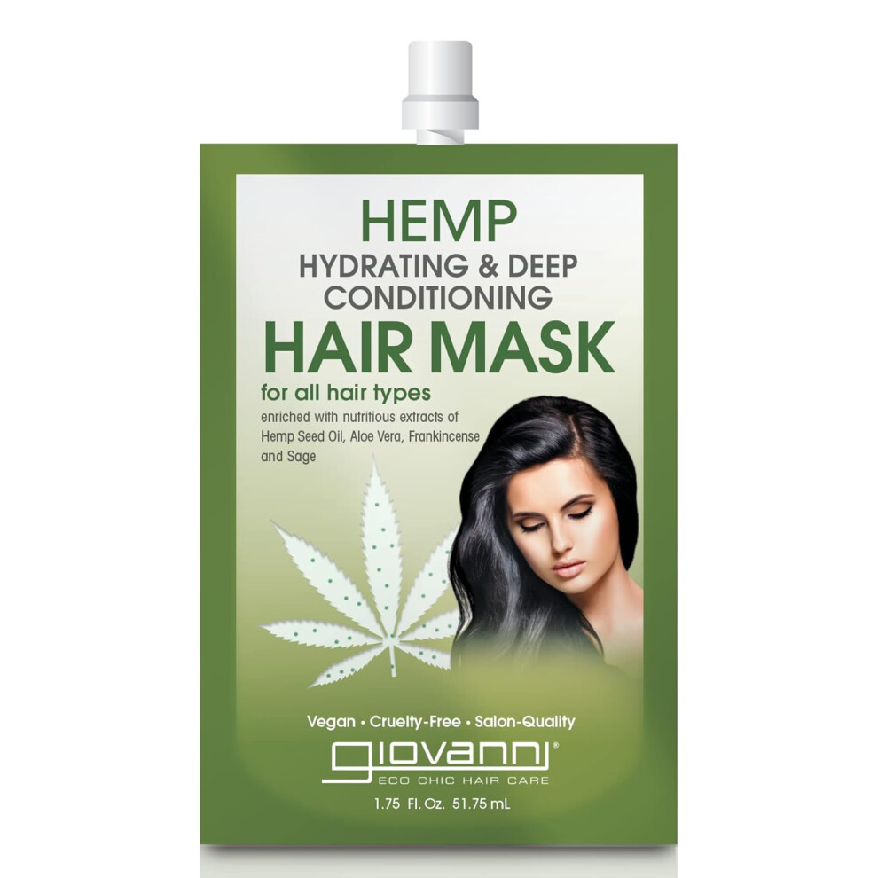 GIOVANNI Hemp Hydrating Deep Conditioning Hair Mask - Hemp Hydrating Conditioner Mask for Dry Hemp Seed Oil Aloe Vera & Frankincense Helps Mo