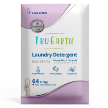 Tru Earth Platinum - Feuilles de dtergent linge lourd - jusqu' 128 charges (64 feuilles) Breeze Lilac Scent - Formule de bandes ultra-concent