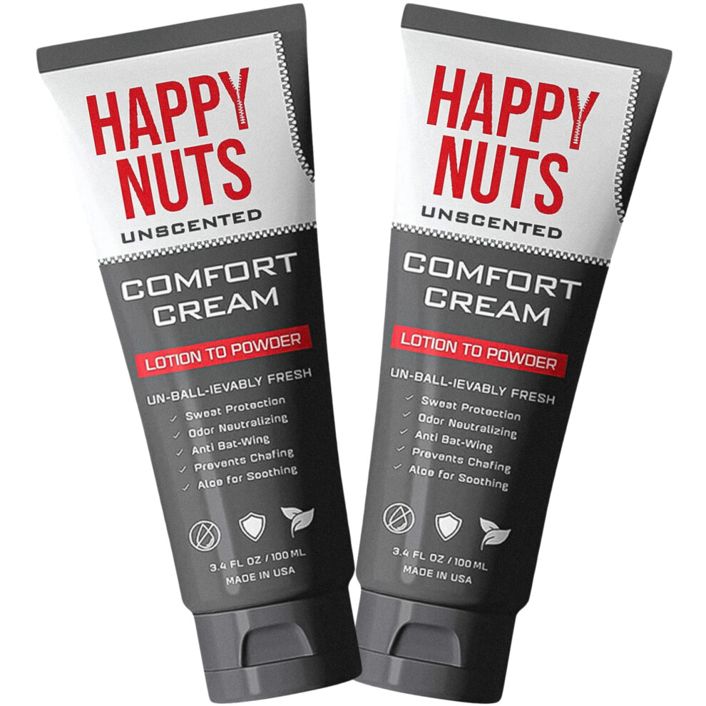 HAPPY NUTS Comfort Cream Deodorant For Men: Anti-Chafing Sweat Defense Odor Control Aluminum-Free Mens Deodorant & Hygiene Products for Men's P