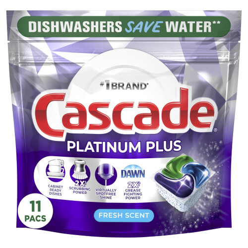 Cascade Platinum ActionPacs Dishasher Detergent Pods Fresh 11 Conte