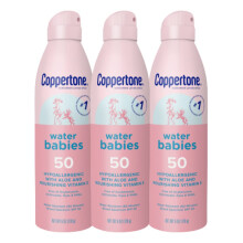 Coppertone WaterBabies Baby Zonnebrandspray SPF 50 Spray-on zonnebrandcrme voor baby's Waterbestendig Kinderarts Aanbevolen 6 Oz-pakket van 3