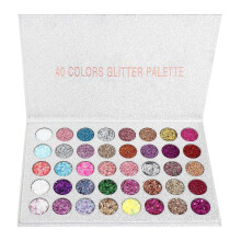 SUMEITANG 40 Farben gepresste, grobe Glitzer-Lidschattenpalette, selbstklebender Kleber, Gel-Glitzer, hochpigmentierter, bunter, schimmernder Gli