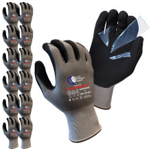 Quest Skyddshandskar Skärskydd - Punkteringsbeständiga Arbets- och Klipphandskar - Med Grafen Teknologi - Medium, 12-pack
