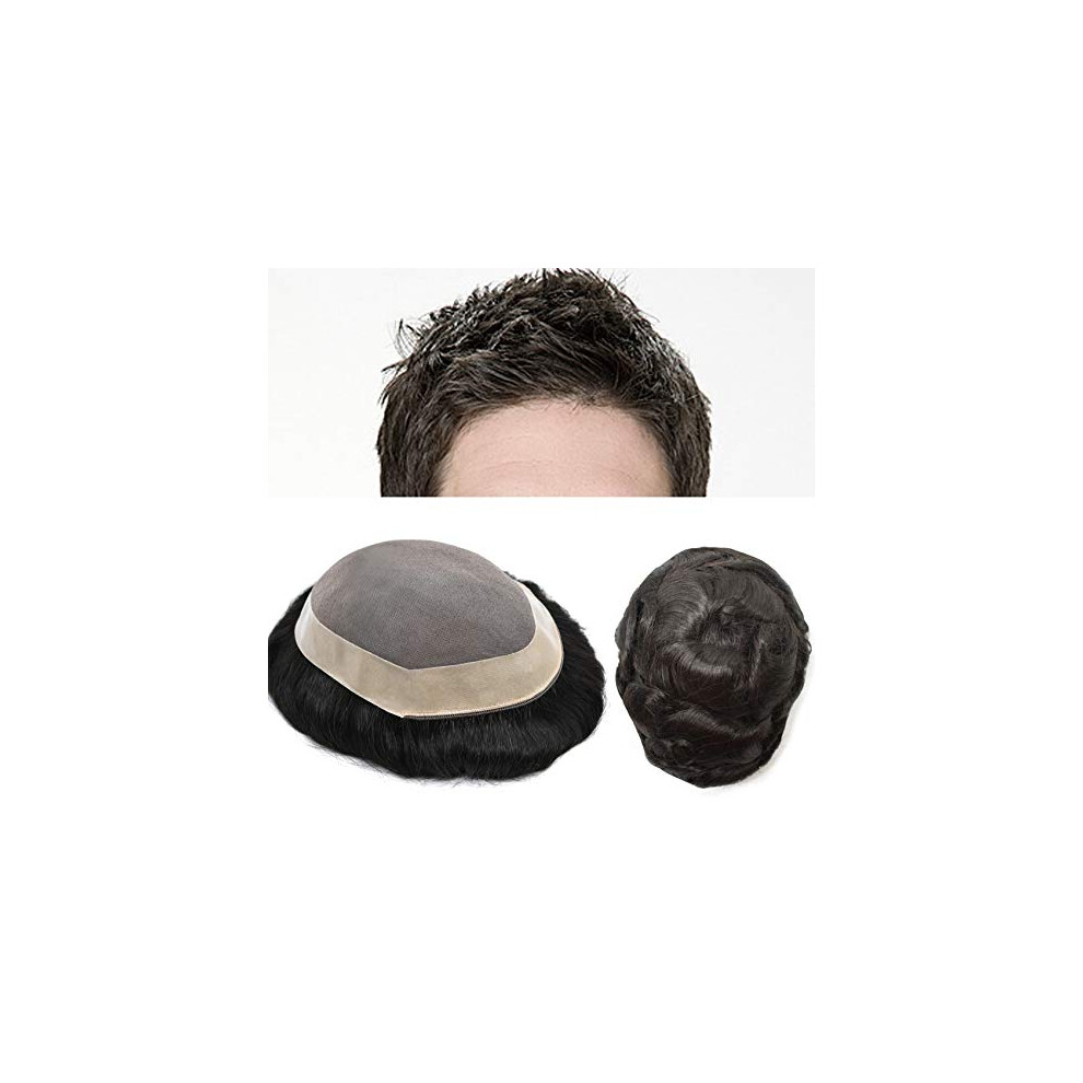 Lyrical Hair Unisex Toupee For Men Hair System Replacement Monofilament Mens Toupee Hairpiece Durable Poly Coated Npu Around Wig For Men Human Hair Piec
