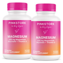Pink Stork Magnesiumglycinat mit Vitamin D Magnesiumprparat fr Frauen zur Untersttzung der natrlichen Ruhe 2er-Pack