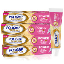 Poligrip Protees Adhesive Power Max Hold Plus Comfort hammasproteesiliimavoide 2,2 unssia (4 kpl pakkaus)