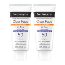 Neutrogena Clear Face Sonnenschutzlotion fr zu Akne neigende Haut, breites Spektrum, LSF 50, Gesichtssonnenschutz fr fettige Haut, l-, parfm- und