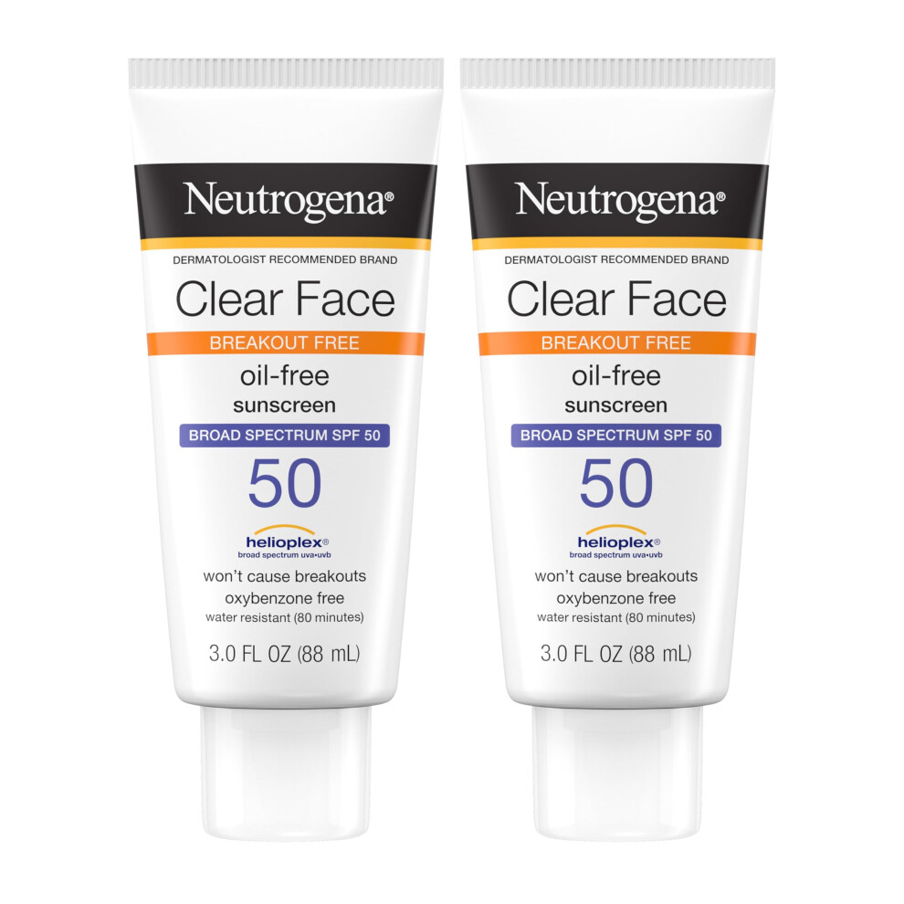 Neutrogena Clear Face Sunscreen Lotion For Acne-Prone Skin Broad Spectrum Spf 50 Facial Sunscreen For Oily Skin Oil- Fragrance- & Oxybenzone-F