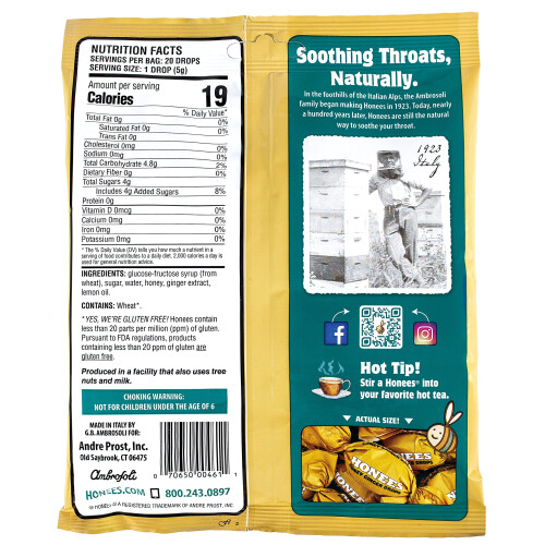 Honees, Honig Ingwer Bonbons, 20 Stück, 3,5 oz (100 g) 1